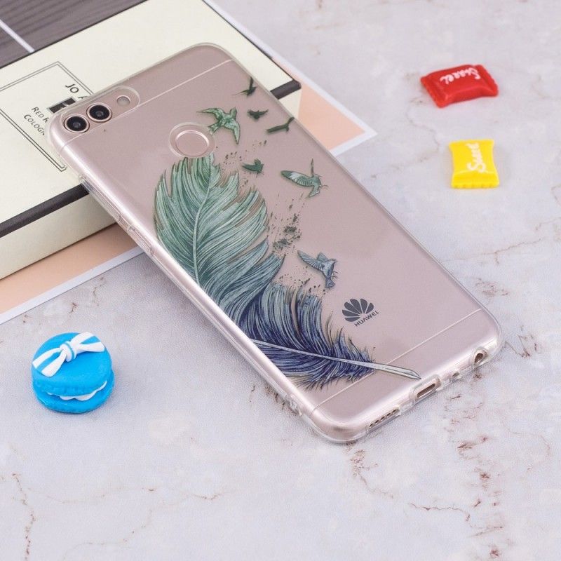 Hoesje Huawei P Smart Telefoonhoesje Transparant Gekleurde Veer