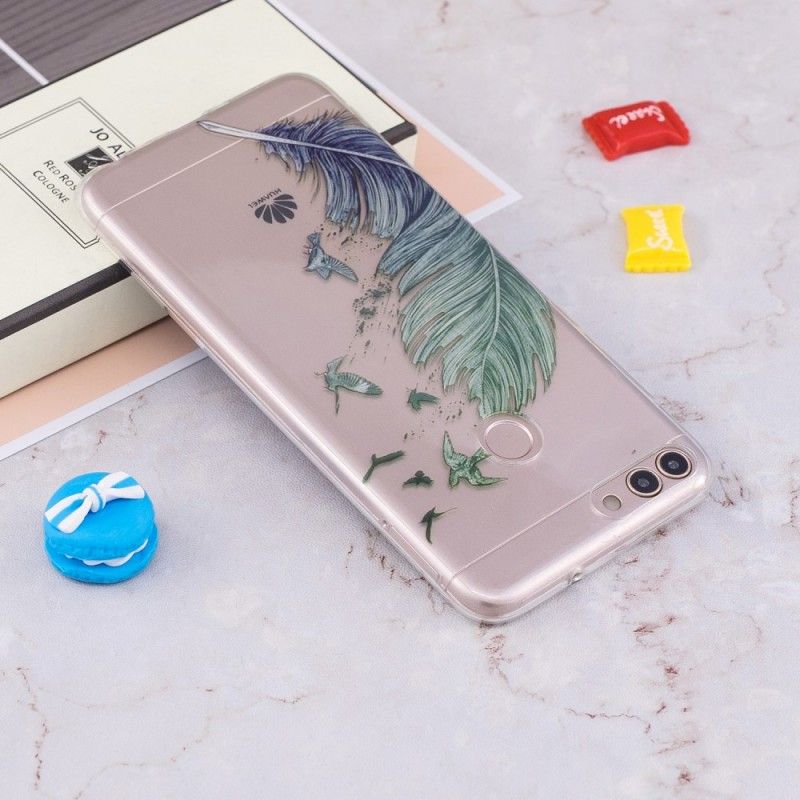 Hoesje Huawei P Smart Telefoonhoesje Transparant Gekleurde Veer