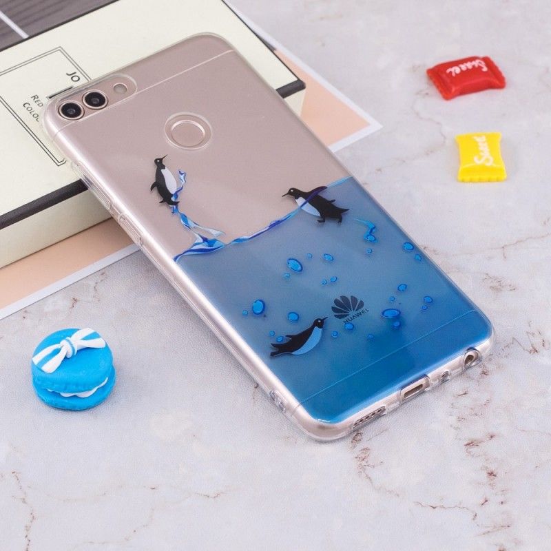 Hoesje Huawei P Smart Telefoonhoesje Transparant Spel Van Pinguïns