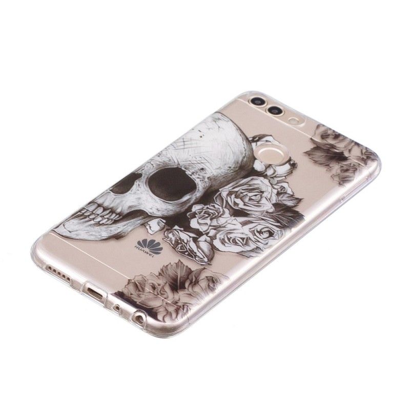 Hoesje voor Huawei P Smart Transparant Gebloemde Schedel