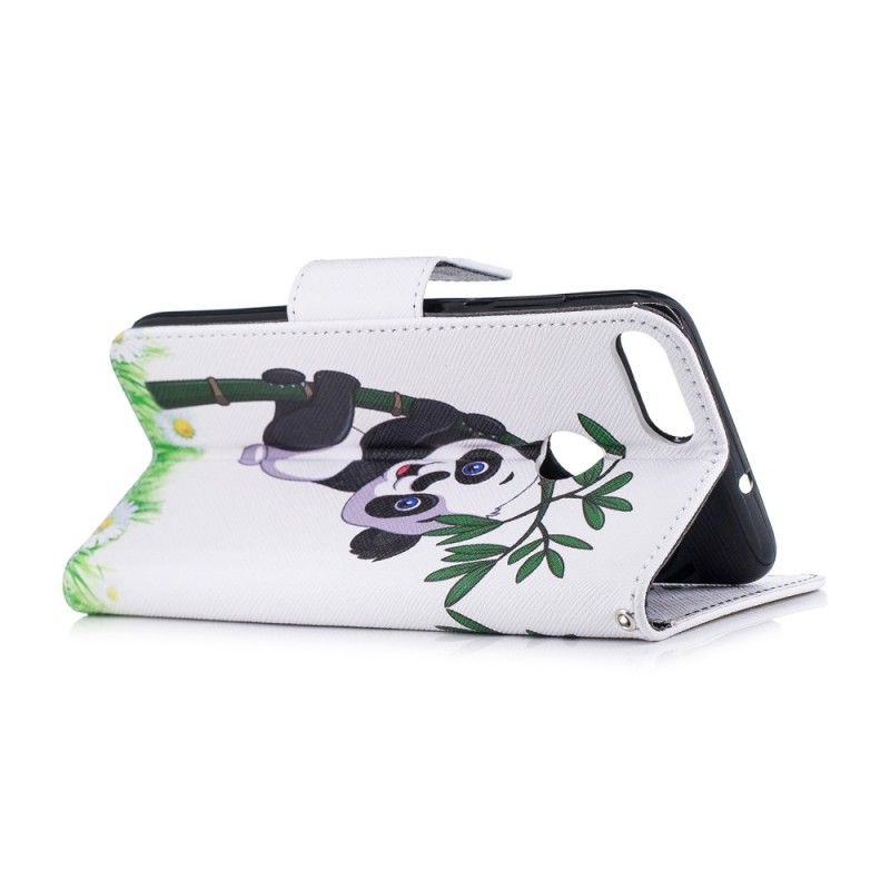 Leren Hoesje Huawei P Smart Panda Op Bamboe