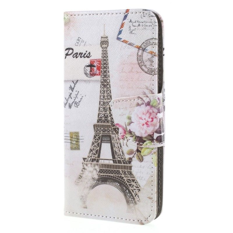 Leren Hoesje Huawei P Smart Telefoonhoesje Retro Eiffeltoren