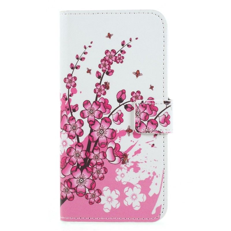 Leren Hoesje Huawei P Smart Tropische Bloemen