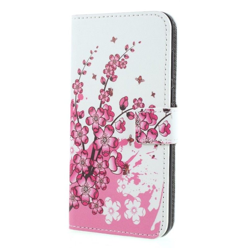Leren Hoesje Huawei P Smart Tropische Bloemen