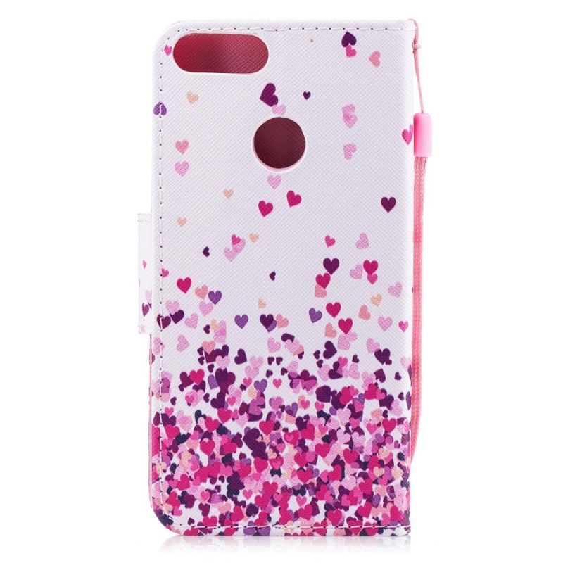 Leren Hoesje voor Huawei P Smart Meerdere Hartjes Met String