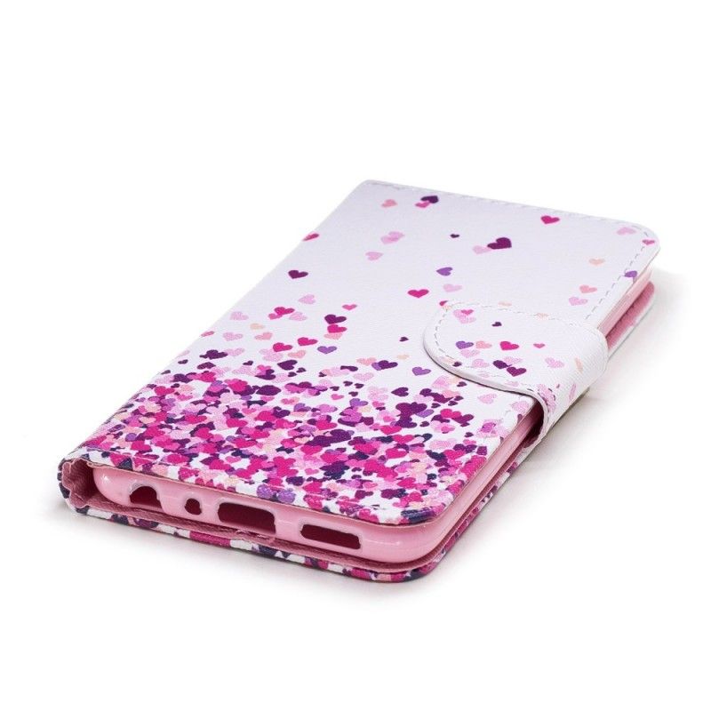 Leren Hoesje voor Huawei P Smart Meerdere Hartjes Met String
