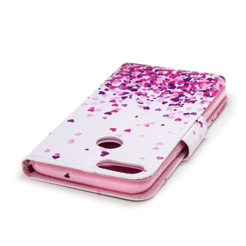 Leren Hoesje voor Huawei P Smart Meerdere Hartjes Met String