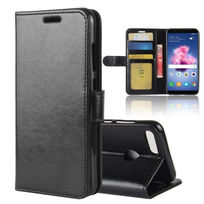 Leren Hoesje voor Huawei P Smart Wit Zwart Leereffect