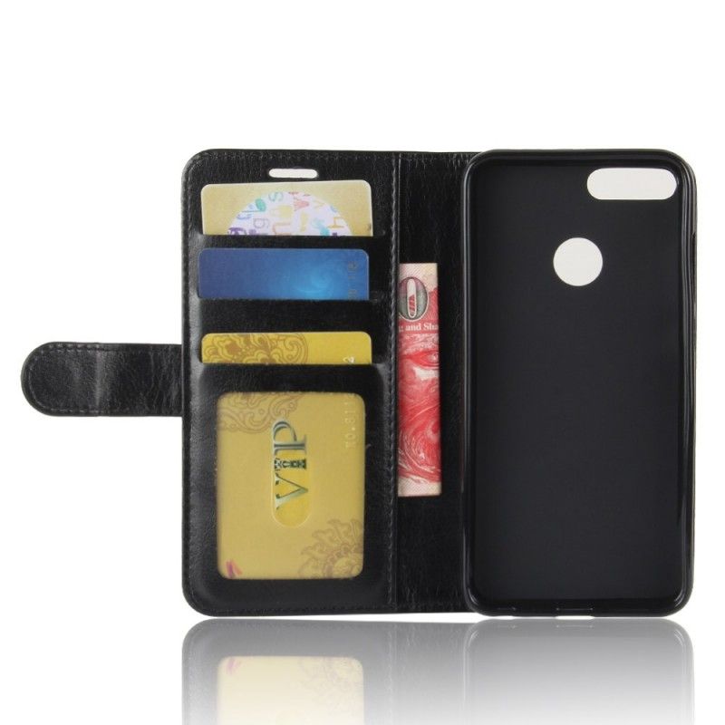 Leren Hoesje voor Huawei P Smart Wit Zwart Leereffect
