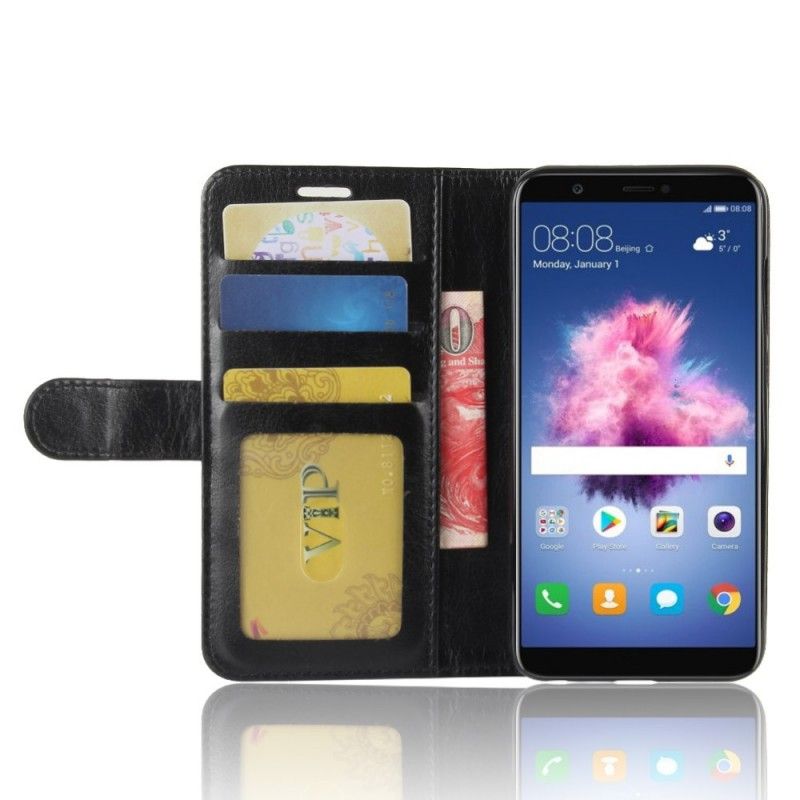 Leren Hoesje voor Huawei P Smart Wit Zwart Leereffect