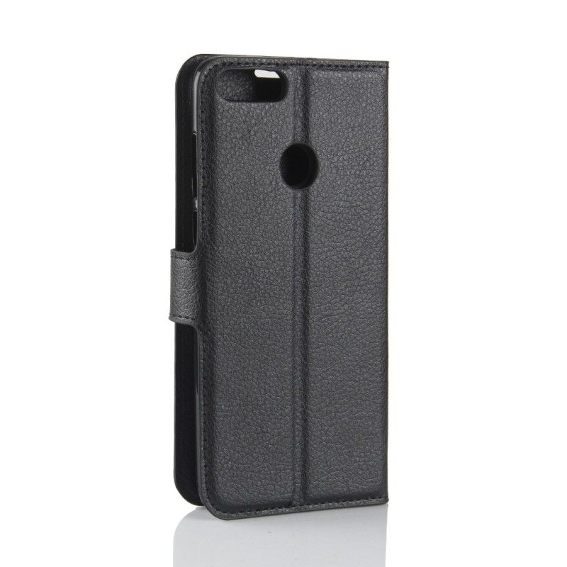 Leren Hoesje voor Huawei P Smart Wit Zwart Leereffect