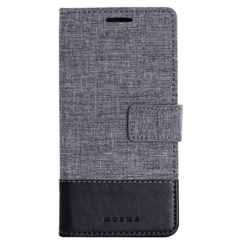 Cover Folio-hoesje Huawei P10 Lite Grijs Zwart Telefoonhoesje Muxma-Stof En Leereffect