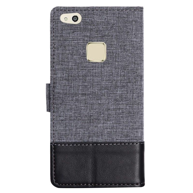 Cover Folio-hoesje Huawei P10 Lite Grijs Zwart Telefoonhoesje Muxma-Stof En Leereffect