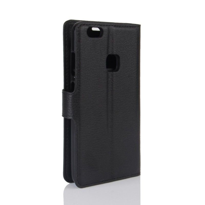Flip Case Leren Huawei P10 Lite Wit Zwart Leereffect