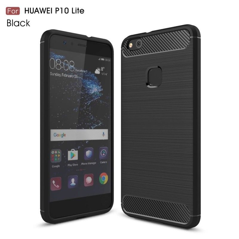 Hoesje Huawei P10 Lite Rood Zwart Geborsteld Koolstofvezel