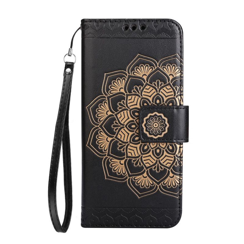 Leren Hoesje Huawei P10 Lite Cyaan Bruin Chique Mandala