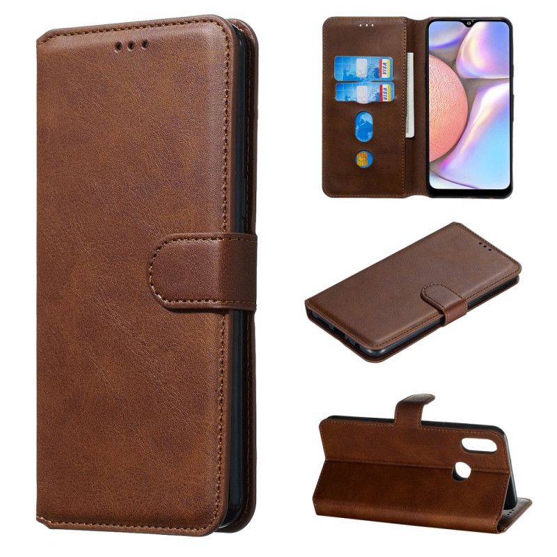 Flip Case Leren Samsung Galaxy A10s Donkerblauw Zwart Nieuwe Kleuren Kunstleer