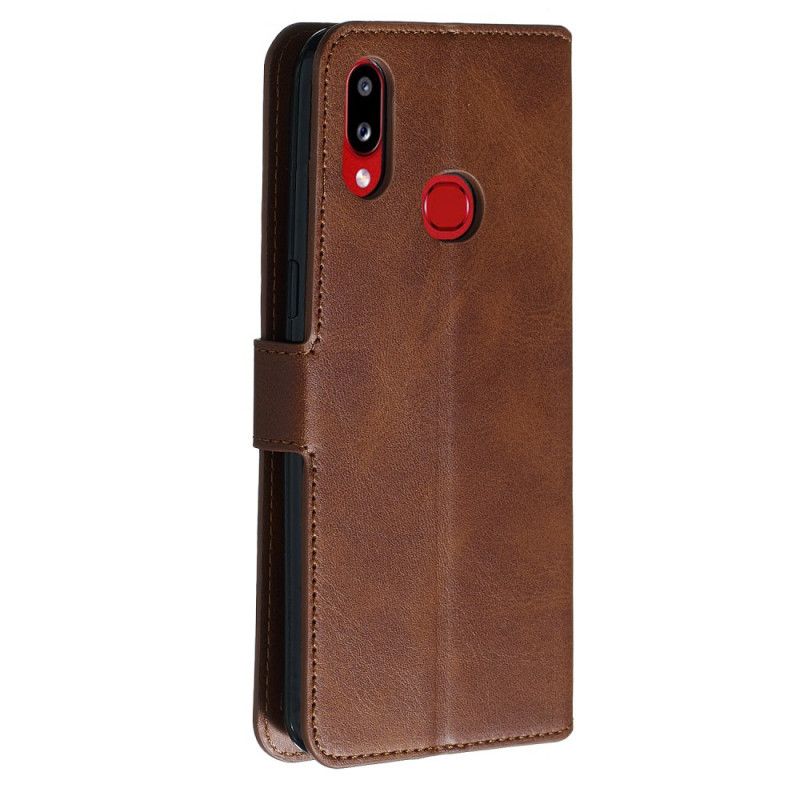 Flip Case Leren Samsung Galaxy A10s Donkerblauw Zwart Nieuwe Kleuren Kunstleer