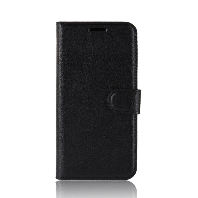 Flip Case Leren Samsung Galaxy A10s Wit Zwart Klassiek Lychee Leereffect