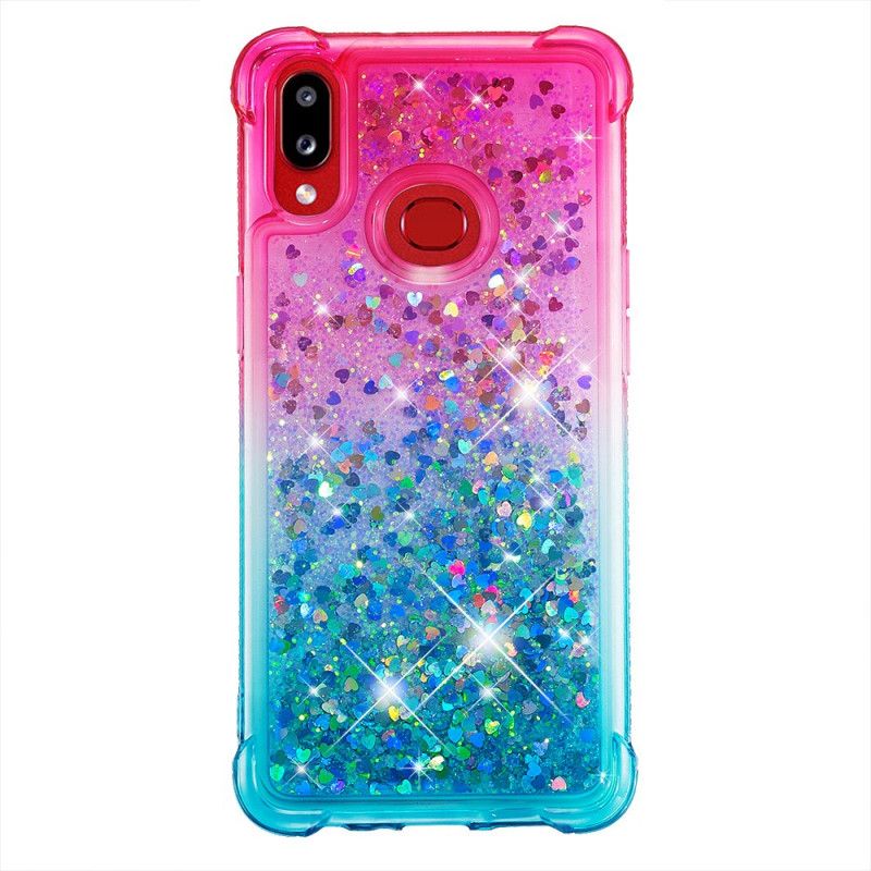 Hoesje voor Samsung Galaxy A10s Donkerblauw Magenta Gekleurde Glitter