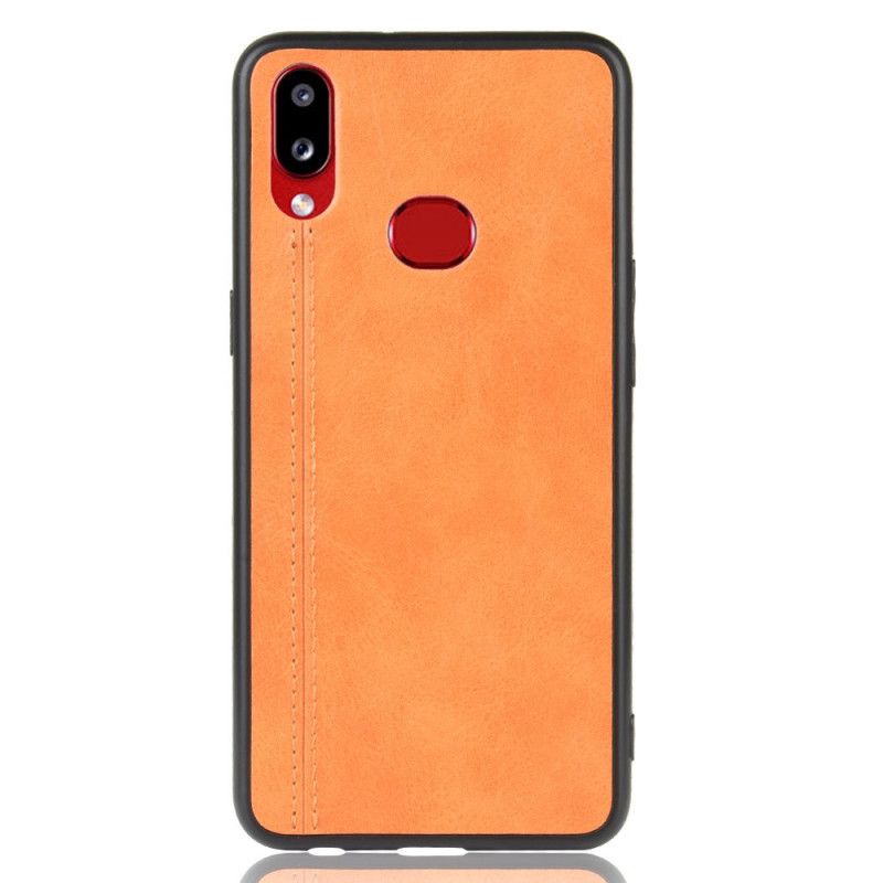 Hoesje voor Samsung Galaxy A10s Rood Zwart Gestikt Leereffect