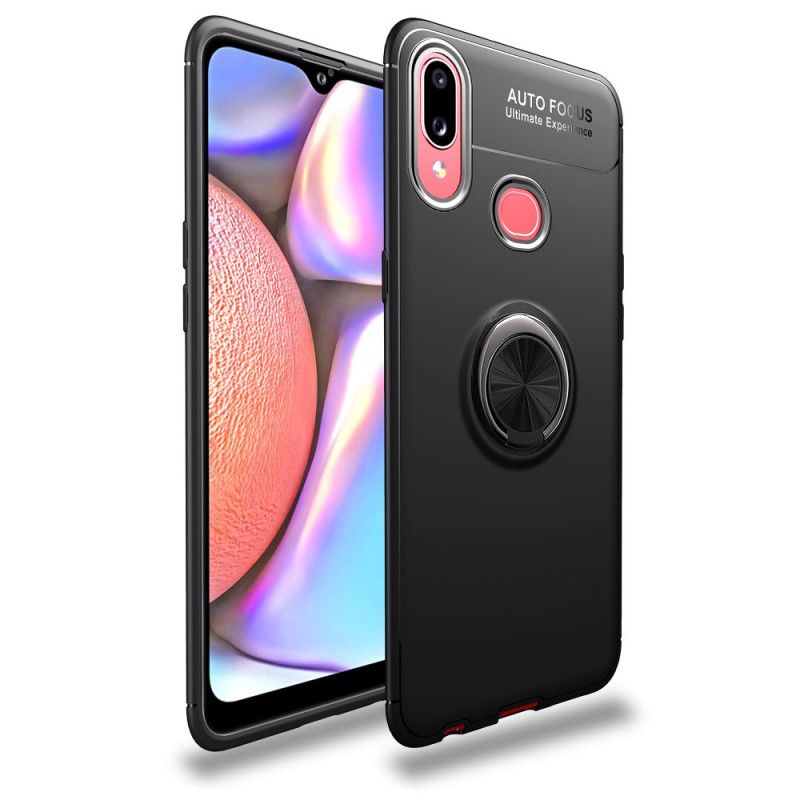 Hoesje voor Samsung Galaxy A10s Rood Zwart Lenuo Roterende Ring