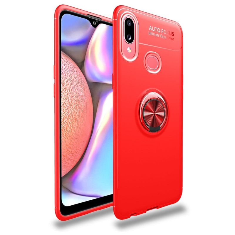 Hoesje voor Samsung Galaxy A10s Rood Zwart Lenuo Roterende Ring
