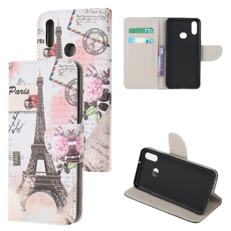 Leren Hoesje Samsung Galaxy A10s Retro Eiffeltoren