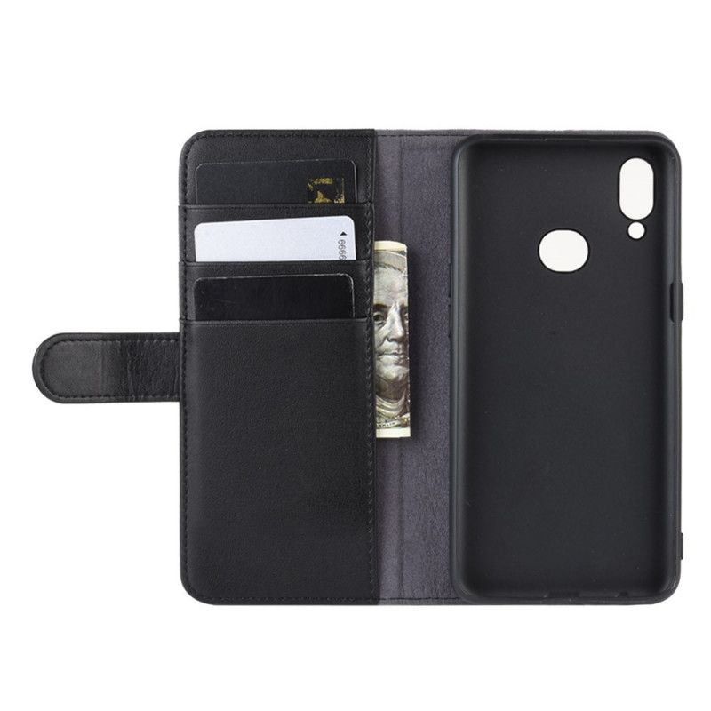 Leren Hoesje voor Samsung Galaxy A10s Bruin Zwart Splitleer