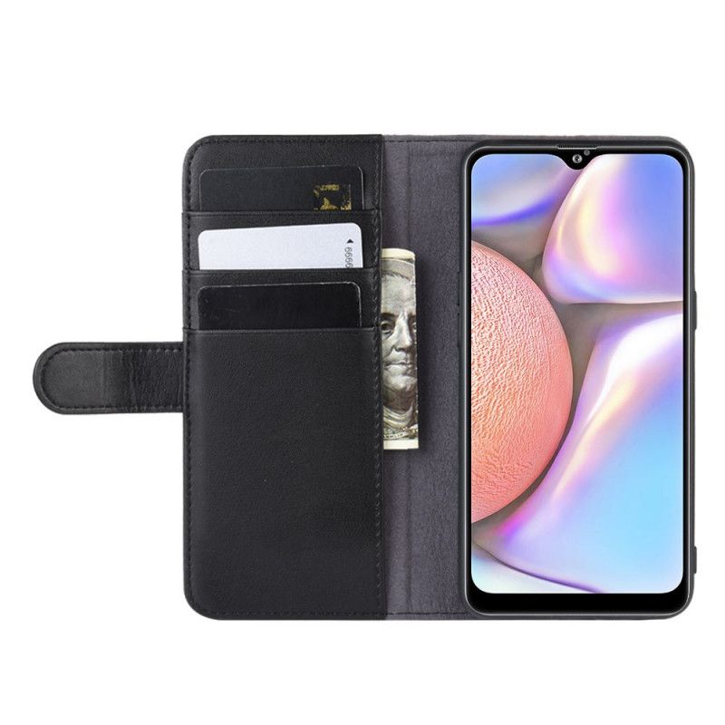 Leren Hoesje voor Samsung Galaxy A10s Bruin Zwart Splitleer
