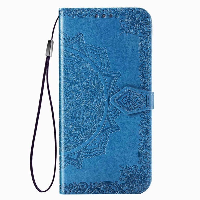 Leren Hoesje voor Samsung Galaxy A10s Grijs Zwart Middeleeuwen Mandala