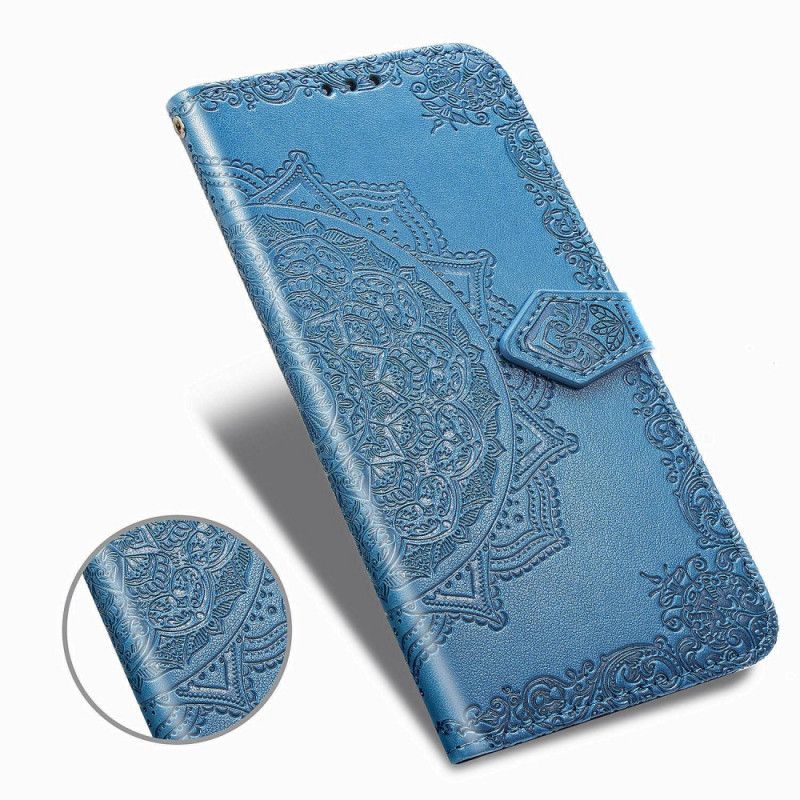 Leren Hoesje voor Samsung Galaxy A10s Grijs Zwart Middeleeuwen Mandala