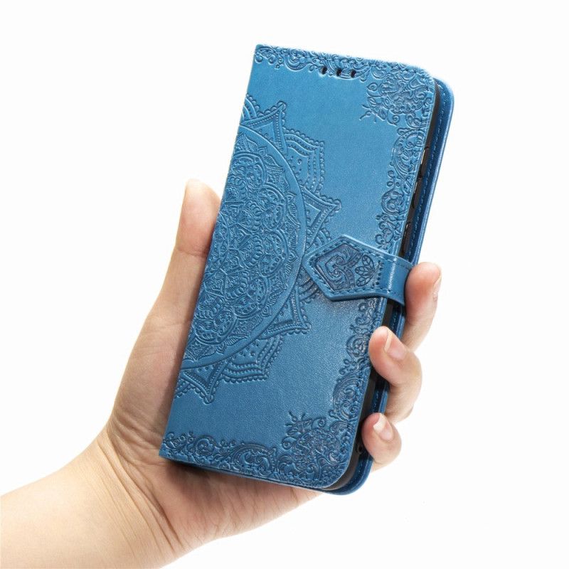 Leren Hoesje voor Samsung Galaxy A10s Grijs Zwart Middeleeuwen Mandala