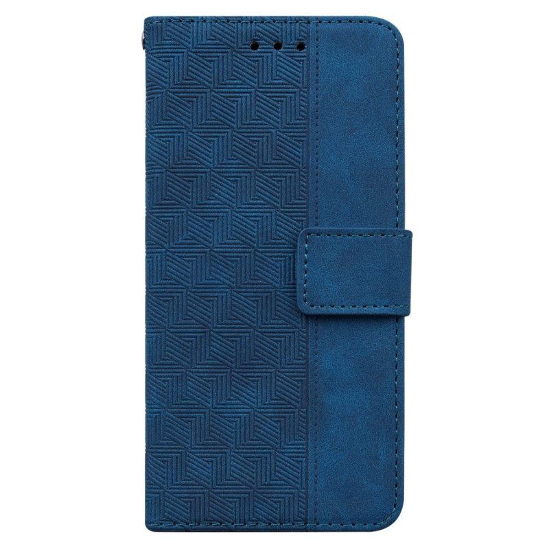 Flip Case voor Samsung Galaxy A54 5G Discrete Patronen En Riem