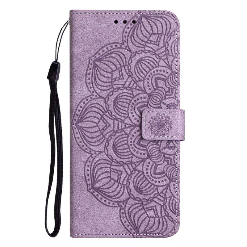 Folio-hoesje voor Samsung Galaxy A54 5G Met Ketting Strappy Mandala-afdruk