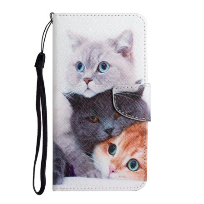 Folio-hoesje voor Samsung Galaxy A54 5G Tales Of Cats Met Lanyard