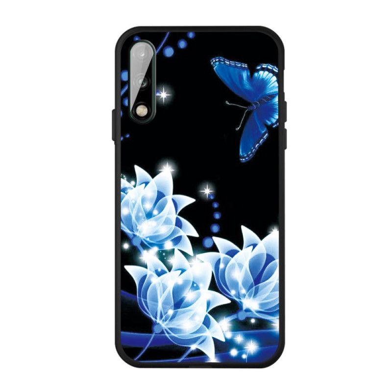 Case Hoesje Huawei P40 Lite E / Y7p Telefoonhoesje Vlinder En Blauwe Bloemen