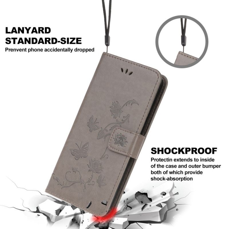 Cover Folio-hoesje Huawei P40 Lite E / Y7p Rood Grijs Telefoonhoesje Betoverde Vlinders