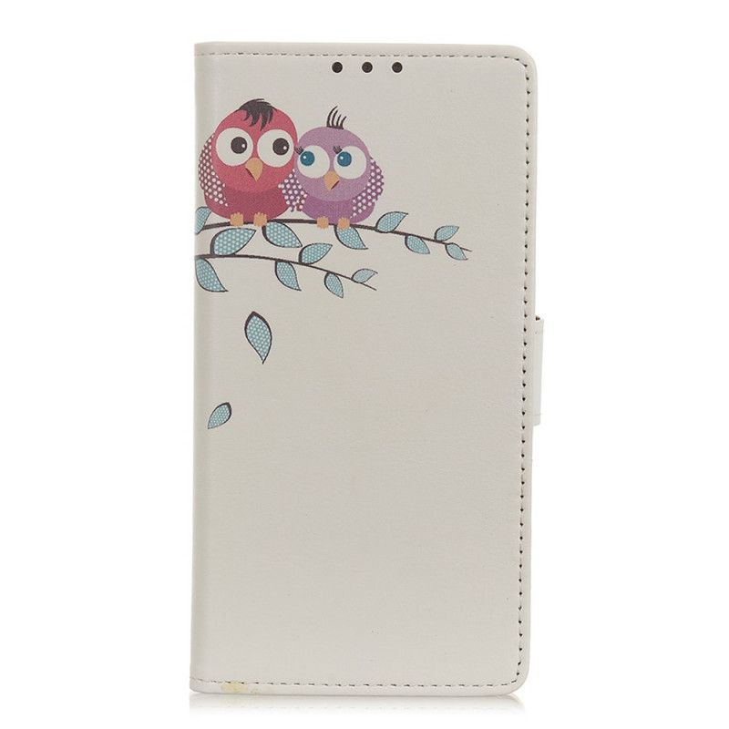 Cover Folio-hoesje Huawei P40 Lite E / Y7p Telefoonhoesje Paar Uilen In De Boom