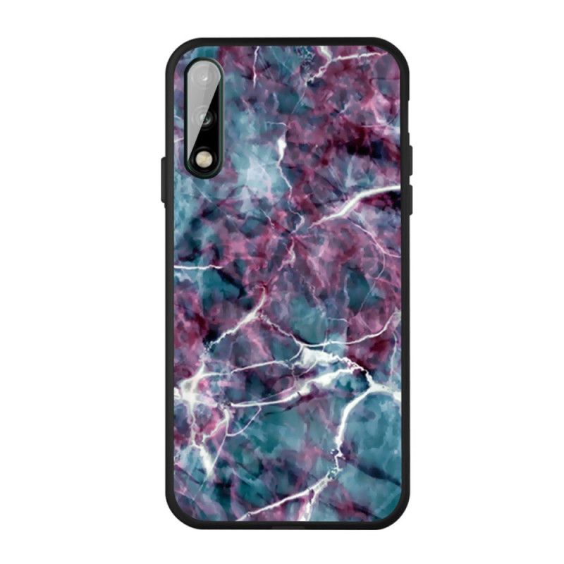 Cover Hoesje Huawei P40 Lite E / Y7p Telefoonhoesje Paars Marmer