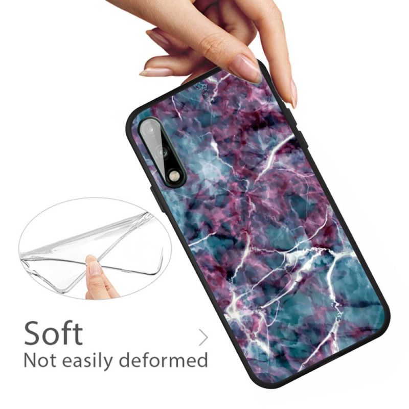 Cover Hoesje Huawei P40 Lite E / Y7p Telefoonhoesje Paars Marmer