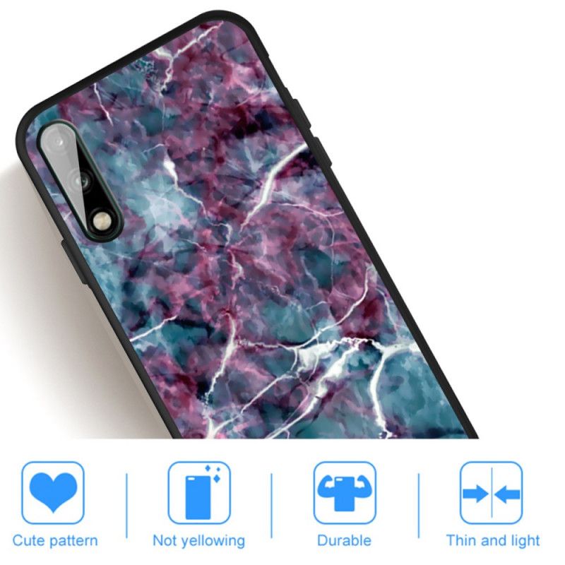 Cover Hoesje Huawei P40 Lite E / Y7p Telefoonhoesje Paars Marmer