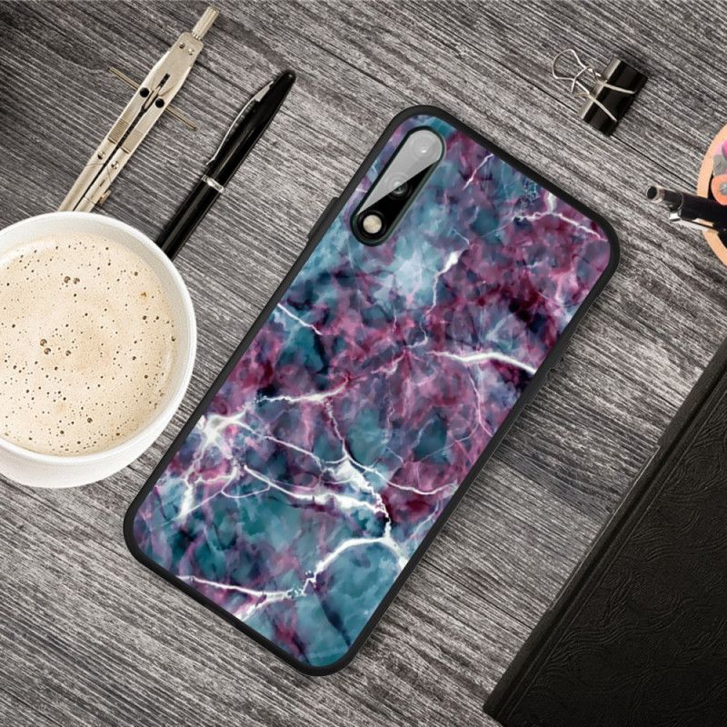 Cover Hoesje Huawei P40 Lite E / Y7p Telefoonhoesje Paars Marmer