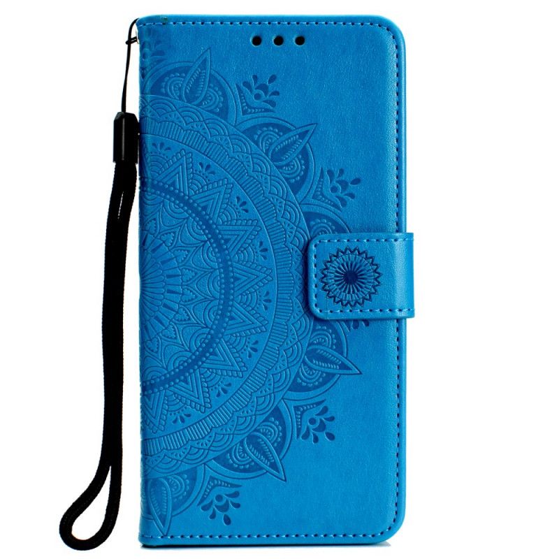 Leren Hoesje Huawei P40 Lite E / Y7p Magenta Grijs Zon Mandala