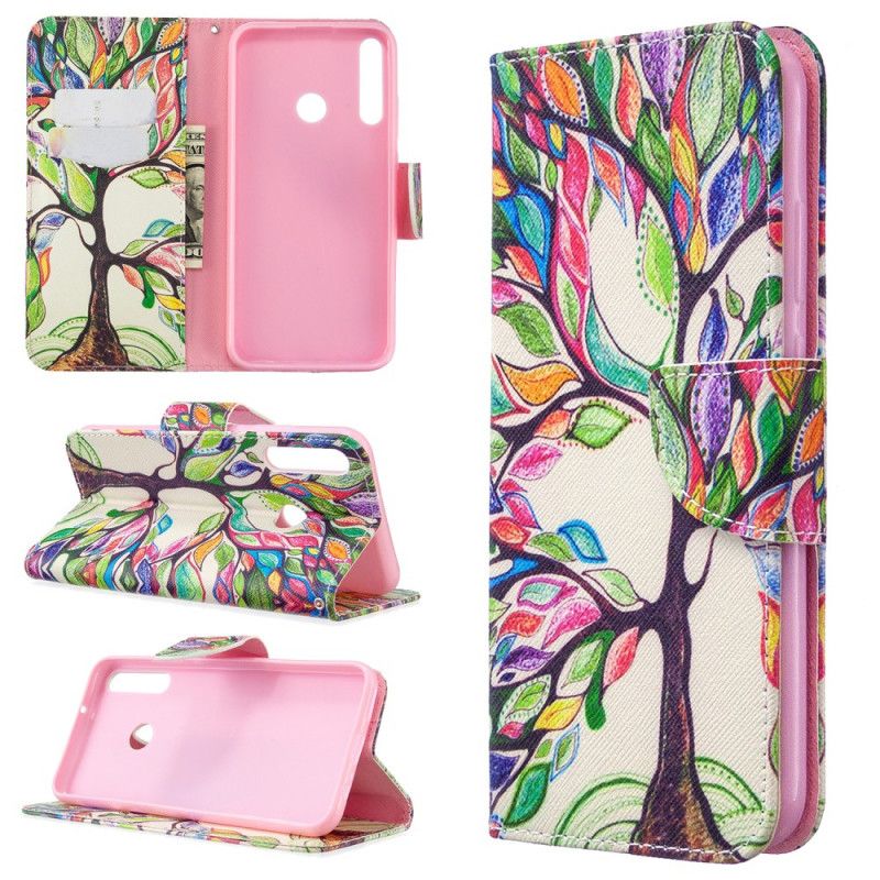Leren Hoesje voor Huawei P40 Lite E / Y7p Gekleurde Boom