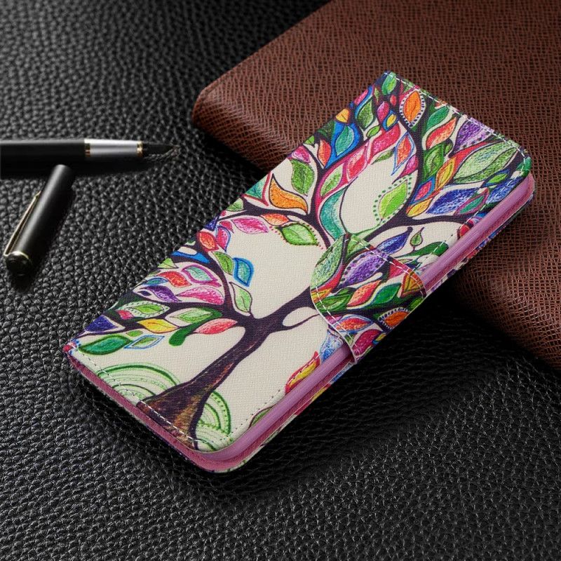 Leren Hoesje voor Huawei P40 Lite E / Y7p Gekleurde Boom