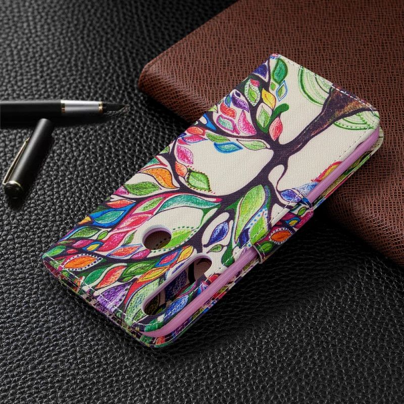 Leren Hoesje voor Huawei P40 Lite E / Y7p Gekleurde Boom