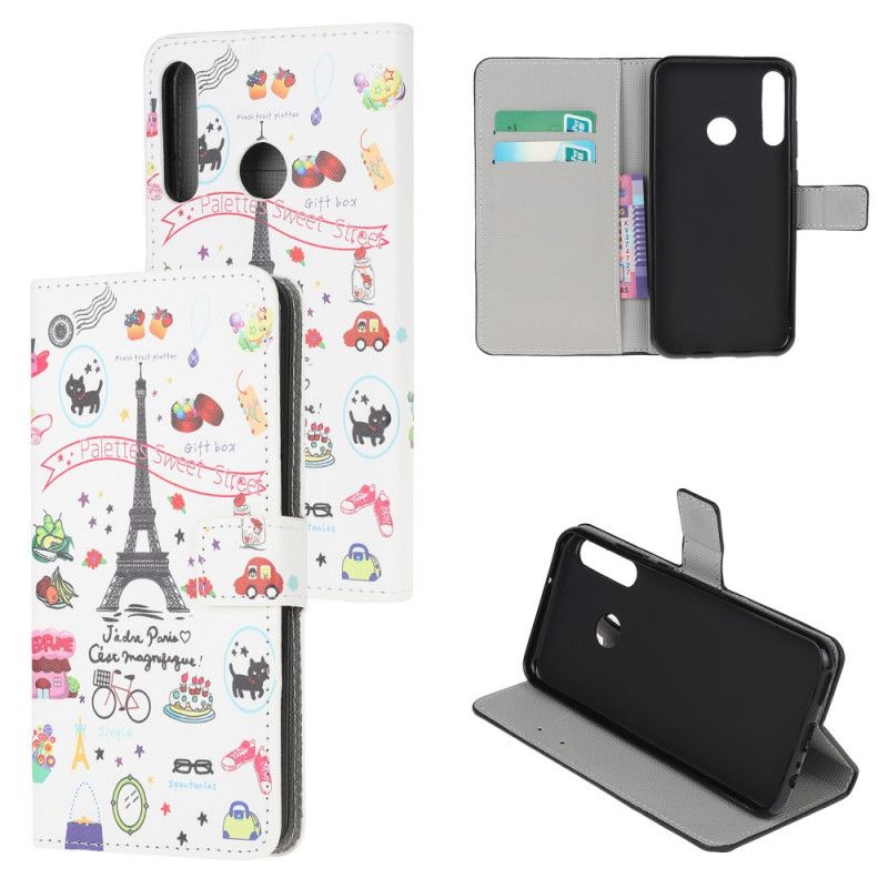 Leren Hoesje voor Huawei P40 Lite E / Y7p Ik Hou Van Parijs