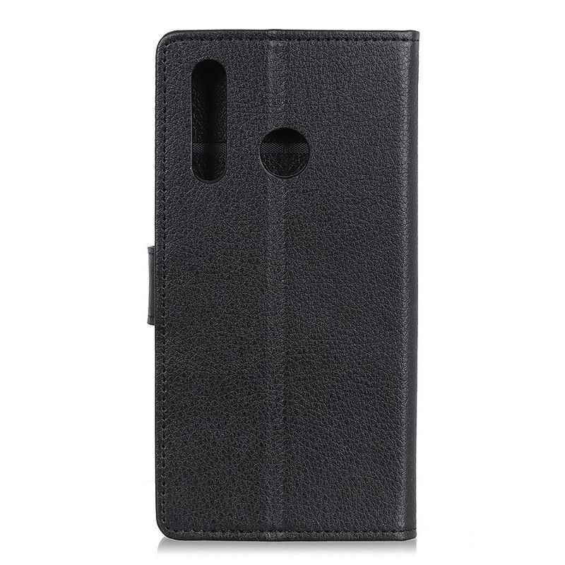 Leren Hoesje voor Huawei P40 Lite E / Y7p Wit Zwart Lychee Kunstleer