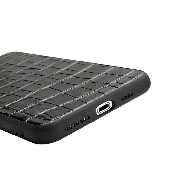 Case Hoesje iPhone X Bruin Telefoonhoesje Echt Leer Met Krokodillenleer